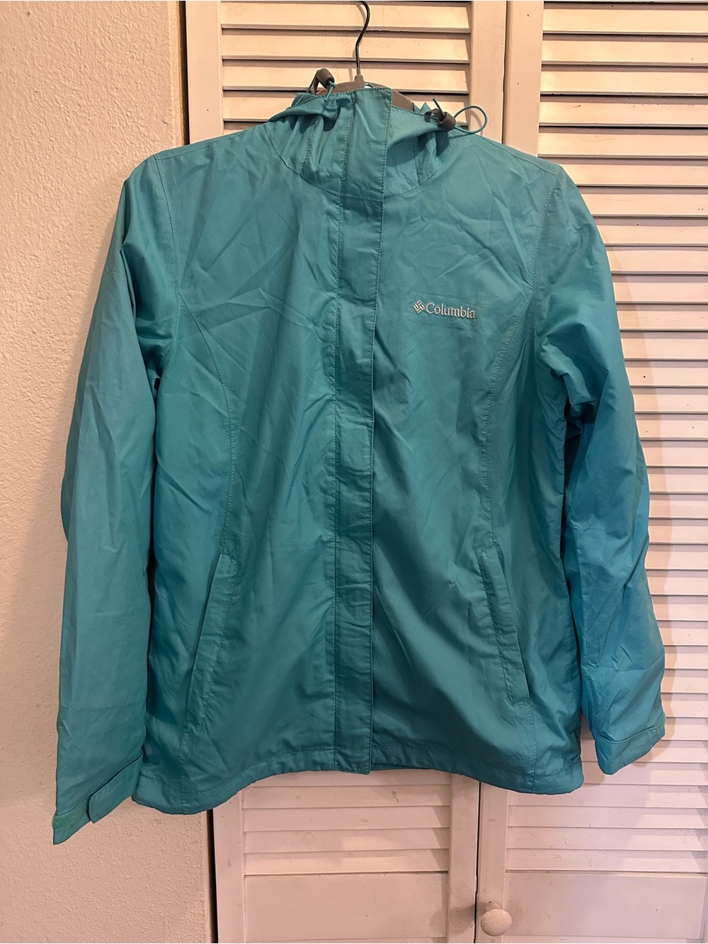 Columbia Girls' Teal Hooded Rain Jacket